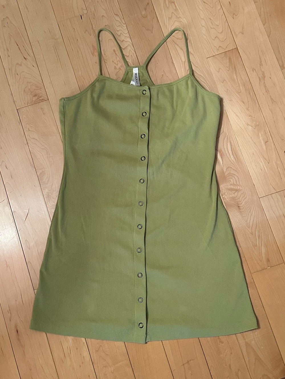 RVCA Olive Green Button-Front Tank Dress